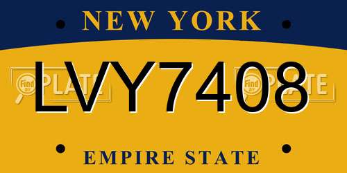 LVY7408 New York License Plate