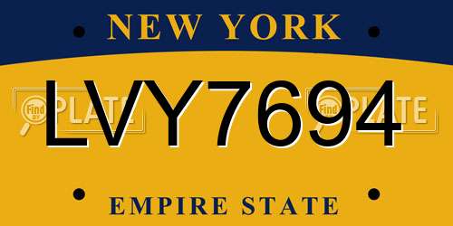 LVY7694 New York License Plate