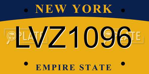 LVZ1096 New York License Plate