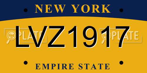 LVZ1917 New York License Plate
