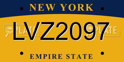 LVZ2097 New York License Plate
