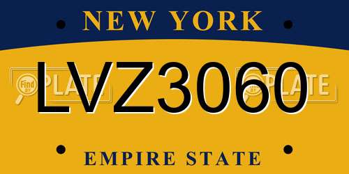 LVZ3060 New York License Plate