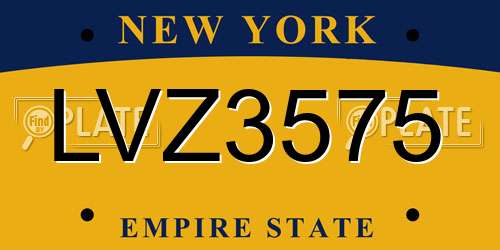 LVZ3575 New York License Plate