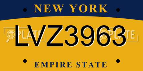 LVZ3963 New York License Plate