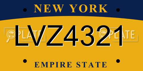 LVZ4321 New York License Plate