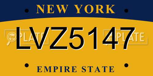 LVZ5147 New York License Plate