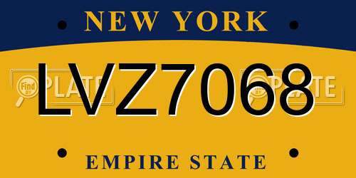 LVZ7068 New York License Plate