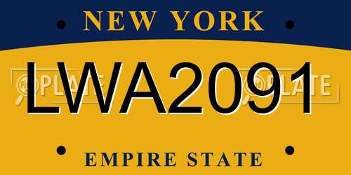 LWA2091 New York License Plate