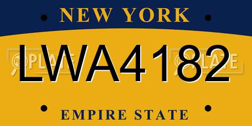 LWA4182 New York License Plate