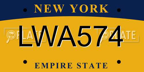 LWA574 New York License Plate