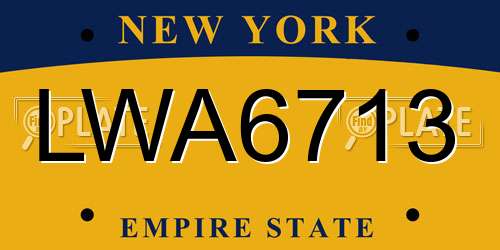 LWA6713 New York License Plate