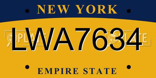 LWA7634 New York License Plate