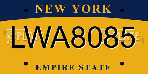 LWA8085 New York License Plate
