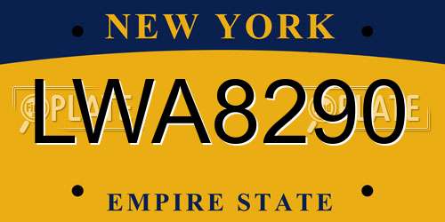 LWA8290 New York License Plate