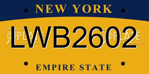 LWB2602 New York License Plate
