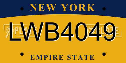 LWB4049 New York License Plate