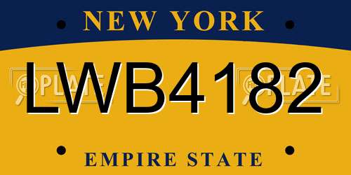 LWB4182 New York License Plate