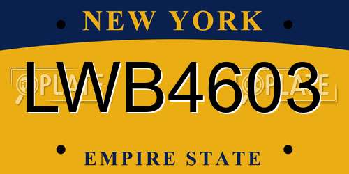 LWB4603 New York License Plate