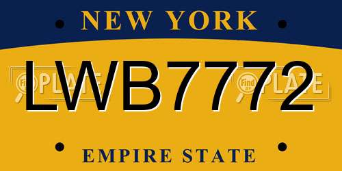 LWB7772 New York License Plate