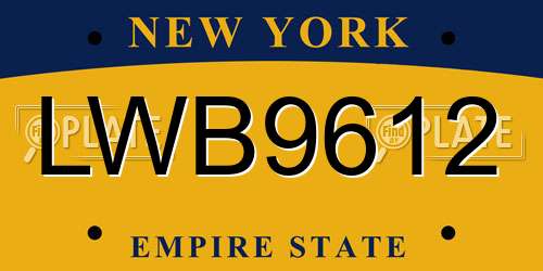LWB9612 New York License Plate