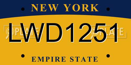 LWD1251 New York License Plate
