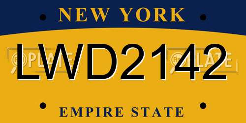LWD2142 New York License Plate