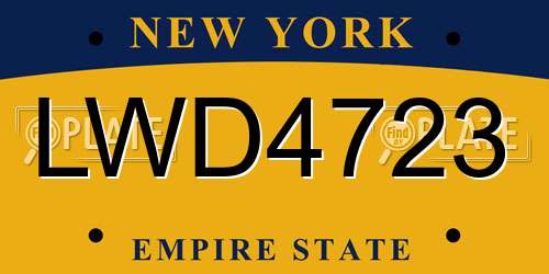 LWD4723 New York License Plate
