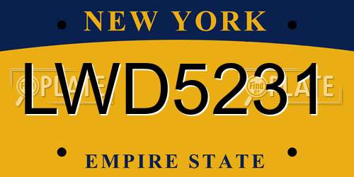 LWD5231 New York License Plate