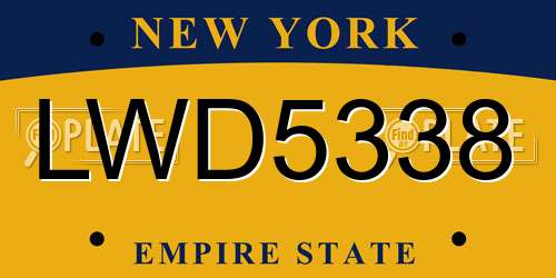 LWD5338 New York License Plate