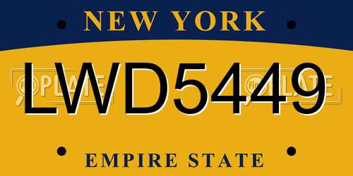 LWD5449 New York License Plate