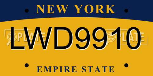 LWD9910 New York License Plate