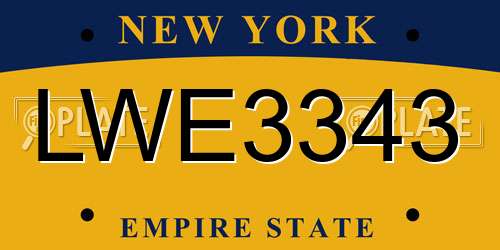 LWE3343 New York License Plate