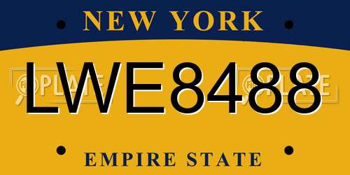 LWE8488 New York License Plate