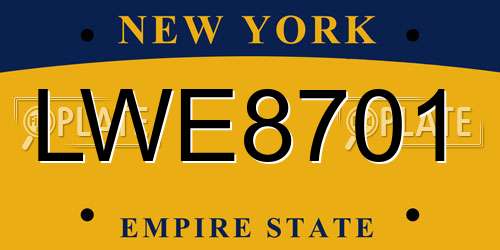 LWE8701 New York License Plate