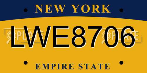 LWE8706 New York License Plate