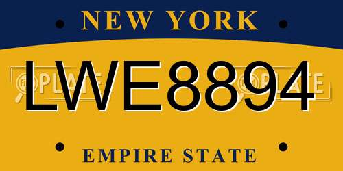LWE8894 New York License Plate