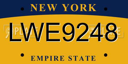 LWE9248 New York License Plate