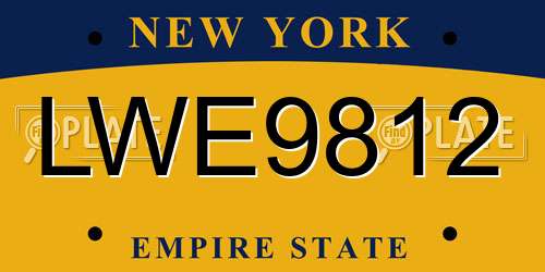 LWE9812 New York License Plate