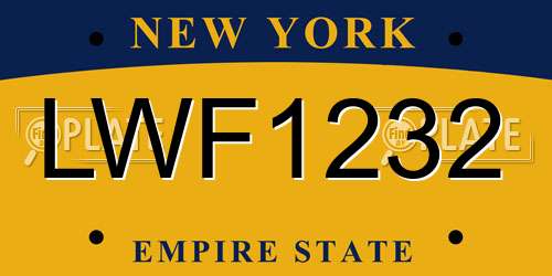 LWF1232 New York License Plate