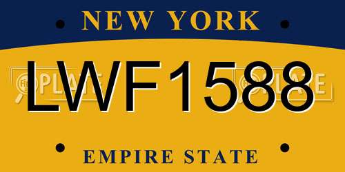 LWF1588 New York License Plate