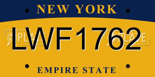 LWF1762 New York License Plate