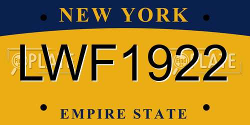LWF1922 New York License Plate