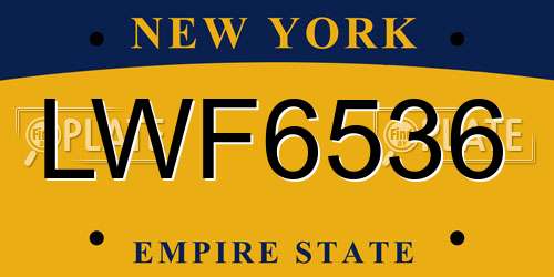 LWF6536 New York License Plate
