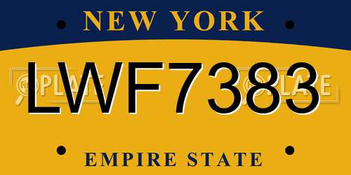 LWF7383 New York License Plate