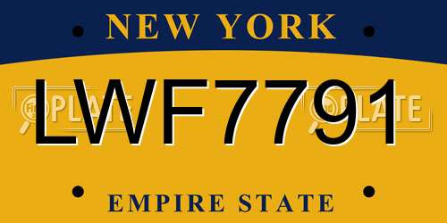 LWF7791 New York License Plate