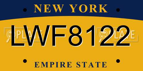 LWF8122 New York License Plate