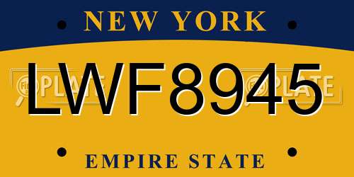 LWF8945 New York License Plate