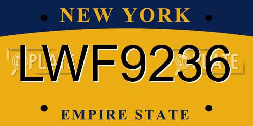 LWF9236 New York License Plate