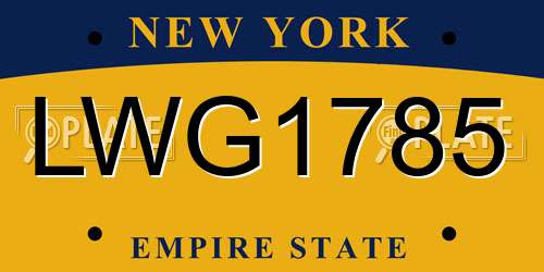 LWG1785 New York License Plate