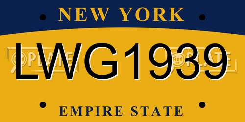 LWG1939 New York License Plate